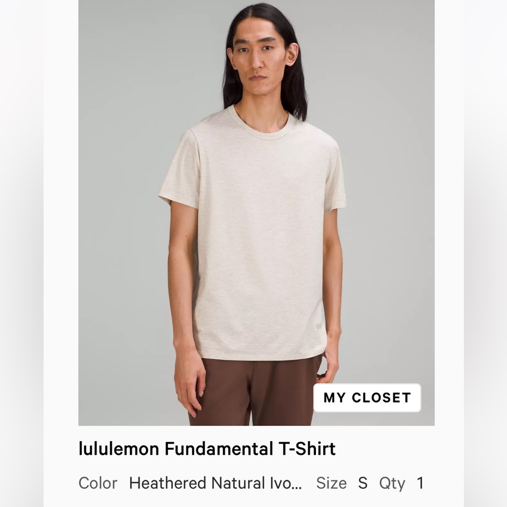 Lululemon fundamental t-shirt size small color heathered natural ivory